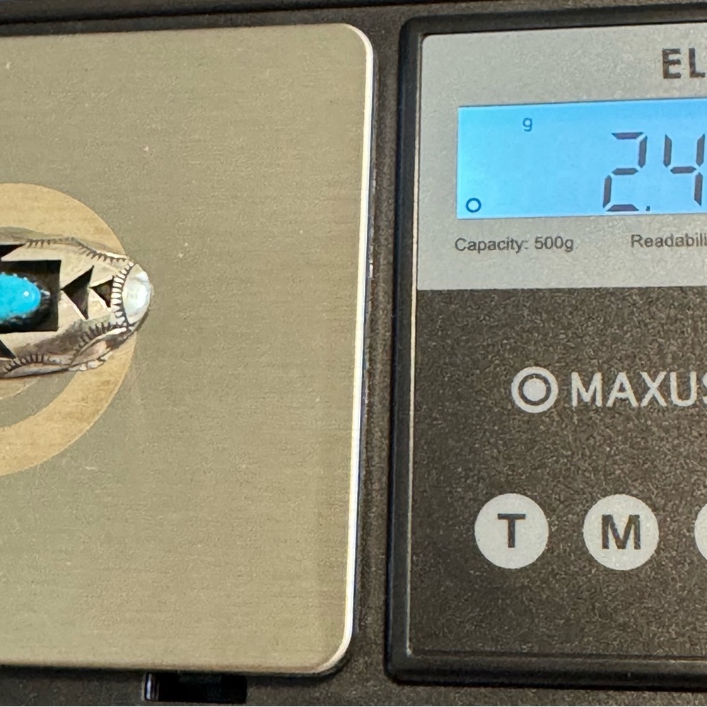 Felix Perry Navajo Handmade Sterling Silver Kingman Turquoise Shadowbox Pendant - Picture 4 of 4